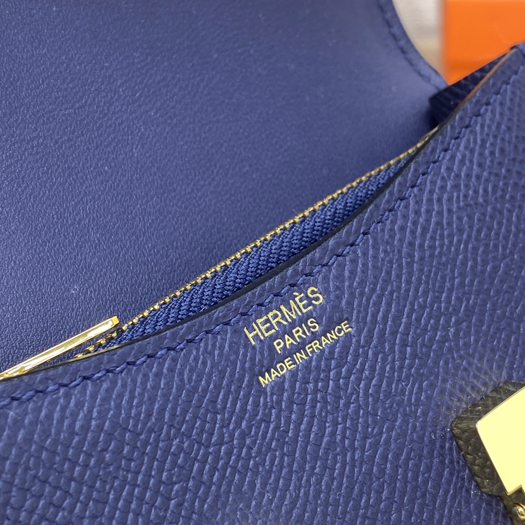 Hermes Constance Slim Wallet Belt Bag In Deep Blue Epsom Leather